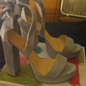Gray high heels shoes